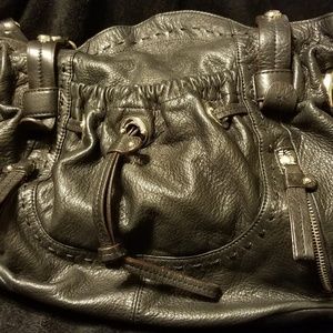 B MAKOWSKY Large Black Leather Shoulder Bag